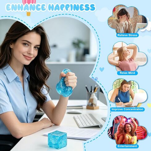 Stress Cube Squishy Stress Balls,Slow Rebound Soft Ice Cube Ball,Squishy Fidget Toys Stress Cube,Ice Cube Stress Ball Stress Relief Toys Squeeze Toys for Adults,5.5*5.5CM in Saudi Arabia
