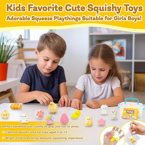 12Pcs Taba Squishy Toys Kit with Box, Cute Fidget Toys Squeeze Toys Stress Relief Sensory Party Favors, Birthday Gifts Toys for Kids 4-6-8-10 in Saudi Arabia