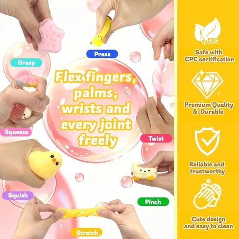 12Pcs Taba Squishy Toys Kit with Box, Cute Fidget Toys Squeeze Toys Stress Relief Sensory Party Favors, Birthday Gifts Toys for Kids 4-6-8-10 in Saudi Arabia