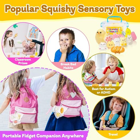 12Pcs Taba Squishy Toys Kit with Box, Cute Fidget Toys Squeeze Toys Stress Relief Sensory Party Favors, Birthday Gifts Toys for Kids 4-6-8-10 in Saudi Arabia