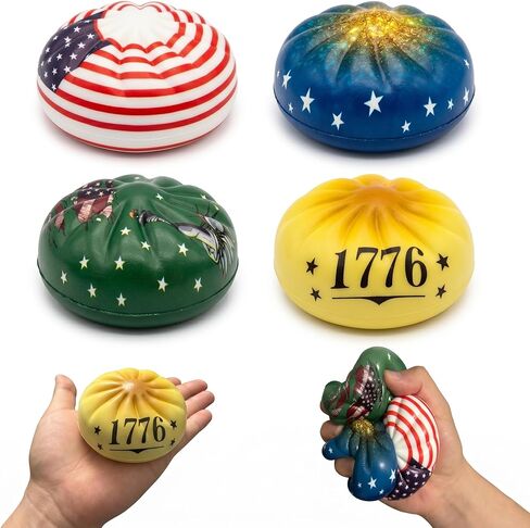 Dumpling Squishy Toys - 4 Pack 4th of July Slow Rising Patriotic Squeeze Toys for Stress Relief, Squishy Dumpling Fidget Toys for Kids & Adults, Party Favors Gifts & Classroom Rewards in Kuwait
