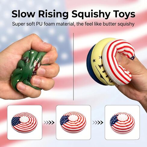 Dumpling Squishy Toys - 4 Pack 4th of July Slow Rising Patriotic Squeeze Toys for Stress Relief, Squishy Dumpling Fidget Toys for Kids & Adults, Party Favors Gifts & Classroom Rewards in Kuwait