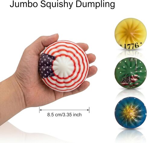 Dumpling Squishy Toys - 4 Pack 4th of July Slow Rising Patriotic Squeeze Toys for Stress Relief, Squishy Dumpling Fidget Toys for Kids & Adults, Party Favors Gifts & Classroom Rewards in Kuwait