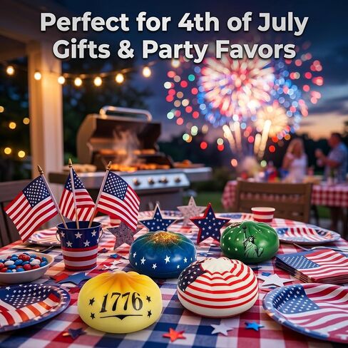 Dumpling Squishy Toys - 4 Pack 4th of July Slow Rising Patriotic Squeeze Toys for Stress Relief, Squishy Dumpling Fidget Toys for Kids & Adults, Party Favors Gifts & Classroom Rewards in Kuwait