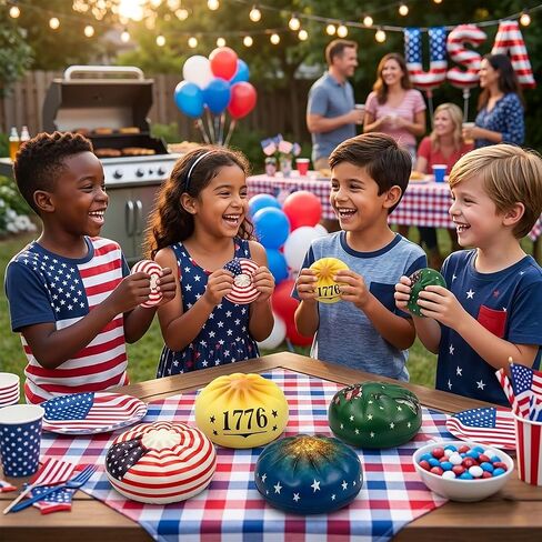 Dumpling Squishy Toys - 4 Pack 4th of July Slow Rising Patriotic Squeeze Toys for Stress Relief, Squishy Dumpling Fidget Toys for Kids & Adults, Party Favors Gifts & Classroom Rewards in Kuwait