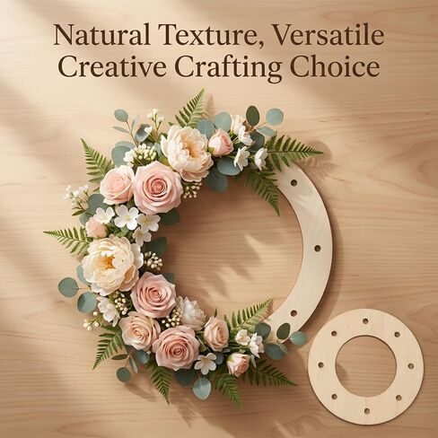 15 PCS Solid Wood Wreath Form Rings - Unfinished Round Wooden Frame Hoops Mixed 15cm & 10cm Wreath Base Blanks for DIY Floral Christmas Easter Door Decor in Kuwait