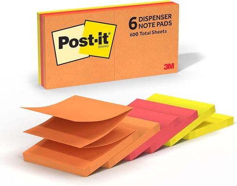 Post-it Dispenser Pop-Up Sticky Notes, 6 Sticky Notes Pads, 3 x 3 in., School Supplies and Oﬃce Supplies, Use with Post-it Note Dispensers, Sunburst Collection in Kuwait
