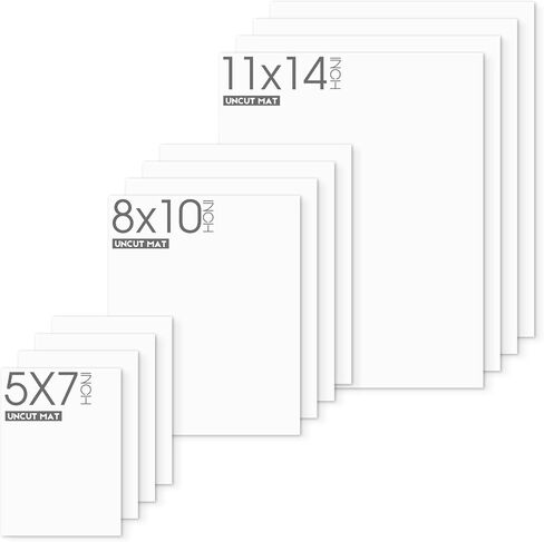 Mat Board Center, 12 Sets White Picture Mat Boards, Acid-Free Uncut Matte Boards for Frames, Prints, Photos, Pictures (8x10, 11x14, 16x20 Inches) in Saudi Arabia