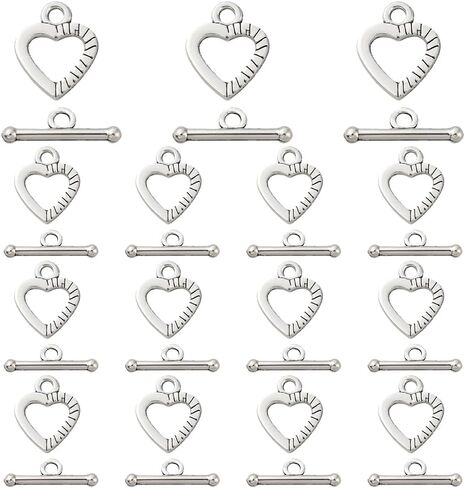 1 Box 120 Sets Heart Toggle Clasp Silver Toggle Bracelet Clasps Bulk Tibetan Style Alloy T-bar Closure Jewelry Clasp Connectors for Jewelry Making Pendants Bracelet Necklace Earring DIY Craft in Saudi Arabia