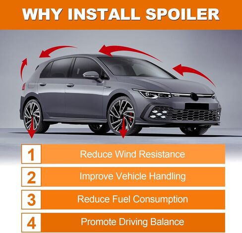 جناح سبويلر خلفي أسود لامع MK8 متوافق مع فولكس فاجن جولف 8 GTI 2022-2025، سبويلر صندوق السيارة لسيارة فولكس فاجن جولف 8 R 2022-2025 in Kuwait