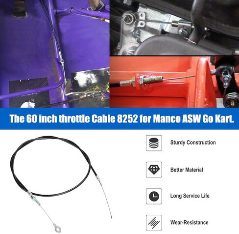 Universal Throttle Cable 60 inch with 53" Casing for Manco 8252-1390 Manco Yerf Dog Kandi ASW VM22 VM24-PZ27 ATV Go Kart Scooter Minibike Buggy Cart Predator 2121 6.5 HP Engine Parts in Kuwait