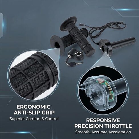خنق تويست كامل مع محمل دوار، PSLER 22 مم 7/8 بوصة خنق تويست كامل مع مفتاح الإشعال لـ Ridstar Q20 Ebike قبضة خنق تويست كاملة in Kuwait
