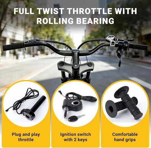 خنق تويست كامل مع محمل دوار، PSLER 22 مم 7/8 بوصة خنق تويست كامل مع مفتاح الإشعال لـ Ridstar Q20 Ebike قبضة خنق تويست كاملة in Kuwait