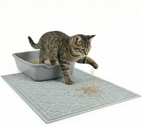 Cat Litter Mat for Box, Non-Slip, Less Waste Cat Litter Box Mat,Door mats, Entrance mats，Waterproof, Anti Slip, and pet Urine Resistant，47" x 36" Grey in Saudi Arabia