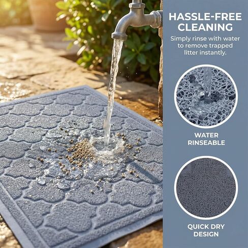 Cat Litter Mat for Box, Non-Slip, Less Waste Cat Litter Box Mat,Door mats, Entrance mats，Waterproof, Anti Slip, and pet Urine Resistant，47" x 36" Grey in Saudi Arabia