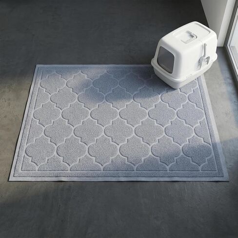 Cat Litter Mat for Box, Non-Slip, Less Waste Cat Litter Box Mat,Door mats, Entrance mats，Waterproof, Anti Slip, and pet Urine Resistant，47" x 36" Grey in Saudi Arabia