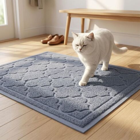 Cat Litter Mat for Box, Non-Slip, Less Waste Cat Litter Box Mat,Door mats, Entrance mats，Waterproof, Anti Slip, and pet Urine Resistant，47" x 36" Grey in Saudi Arabia