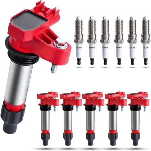Ignition Coil Pack Compatible with Chevrolet Camaro Equinox Impala Malibu Traverse Buick Cadillac GMC 3.0L 3.6L Replacement For Ignition Coils UF569 41-109 Iridium Spark Plug Set of 6 in Saudi Arabia
