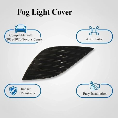 Fog Light Cover Fit for 2018-2020 Toyota Camry Repacement for 81481-06170, 81481-06180, TO1039209, TO1038209 ABS Plastic Fog Lamp Cover Glossy Black in Saudi Arabia