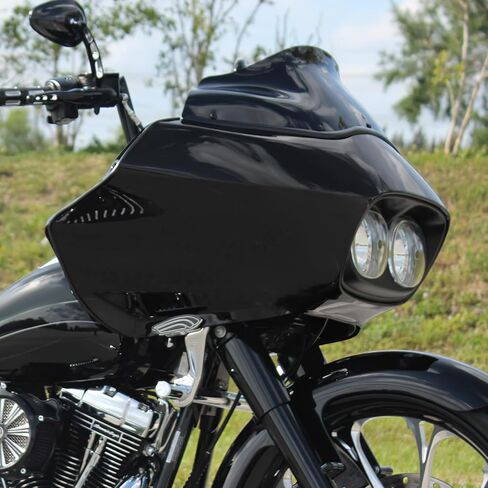 غطاء خارجي باللون الأسود اللامع باللون الأخضر L مناسب لغطاء المصباح الأمامي Harley Touring Road Glide 1998-2013 in Kuwait
