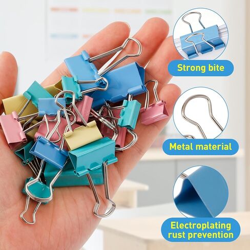 Colored Binder Clips Assorted Sizes, 120 PCS Large Medium Small Mini Paper Clamps, 4 Sizes (1.26"/0.98"/0.75"/0.59") with Storage Case, Office Supplies Clips for Home School Office in Kuwait