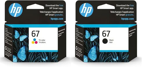 حزمة خرطوشة حبر HP 67 باللون الأسود و67 ثلاثية الألوان (عبوتان)| يعمل مع HP DeskJet 1255، 2700، 4100 Series، HP ENVY 6000، 6400 Series in Kuwait