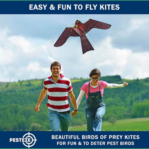 PESTEZE USA Premium Realistic Hawk Kite with String [47x27 Inch] EZ & Fun to Fly. Provides Humane Bird Deterrence in Yards & Farms. Protects Vegetables, Fruits & Crops from Pest Birds & Critters in Saudi Arabia