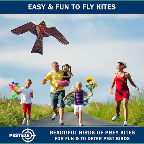 PESTEZE USA Premium Realistic Hawk Kite with String [47x27 Inch] EZ & Fun to Fly. Provides Humane Bird Deterrence in Yards & Farms. Protects Vegetables, Fruits & Crops from Pest Birds & Critters in Saudi Arabia