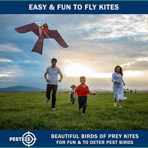 PESTEZE USA Premium Realistic Hawk Kite with String [47x27 Inch] EZ & Fun to Fly. Provides Humane Bird Deterrence in Yards & Farms. Protects Vegetables, Fruits & Crops from Pest Birds & Critters in Saudi Arabia