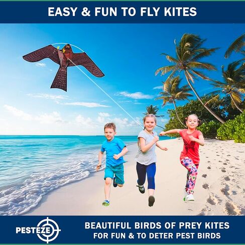 PESTEZE USA Premium Realistic Hawk Kite with String [47x27 Inch] EZ & Fun to Fly. Provides Humane Bird Deterrence in Yards & Farms. Protects Vegetables, Fruits & Crops from Pest Birds & Critters in Saudi Arabia