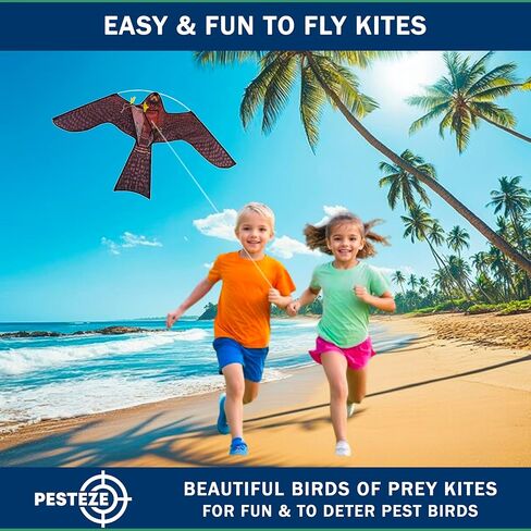 PESTEZE USA Premium Realistic Hawk Kite with String [47x27 Inch] EZ & Fun to Fly. Provides Humane Bird Deterrence in Yards & Farms. Protects Vegetables, Fruits & Crops from Pest Birds & Critters in Saudi Arabia