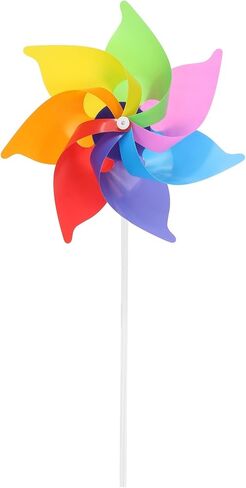 HARFINGTON Pinwheels 8.3 بوصة دوارة الرياح قوس قزح Pinwheels 7 أوراق طاحونة بلاستيكية مع عصي بلاستيكية للحديقة، الفناء، الحديقة، هدايا الحفلات الخارجية، ملونة in Kuwait