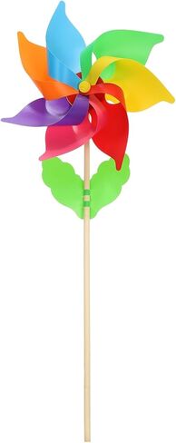HARFINGTON Pinwheels 8.3 بوصة دوارة الرياح قوس قزح Pinwheels 7 أوراق طاحونة بلاستيكية مع عصي بلاستيكية للحديقة، الفناء، الحديقة، هدايا الحفلات الخارجية، ملونة in Kuwait