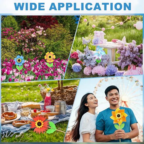HARFINGTON Pinwheels 8.3 بوصة دوارة الرياح قوس قزح Pinwheels 7 أوراق طاحونة بلاستيكية مع عصي بلاستيكية للحديقة، الفناء، الحديقة، هدايا الحفلات الخارجية، ملونة in Kuwait