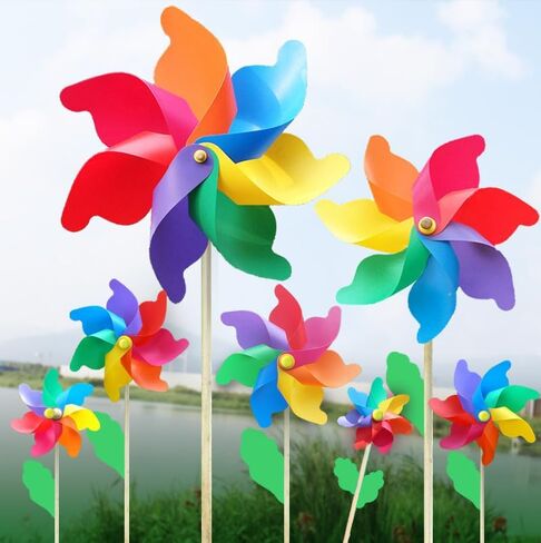 Outdoor Windmill, 9.84 Inches in Length, Suitable for Gardens, Courtyards, Outdoor Activity Areas, and Daily Leisure Scenes (Colorful) in Kuwait