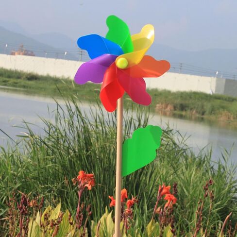 Outdoor Windmill, 9.84 Inches in Length, Suitable for Gardens, Courtyards, Outdoor Activity Areas, and Daily Leisure Scenes (Colorful) in Kuwait