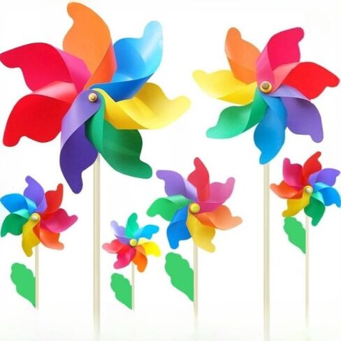 Outdoor Windmill, 9.84 Inches in Length, Suitable for Gardens, Courtyards, Outdoor Activity Areas, and Daily Leisure Scenes (Colorful) in Kuwait