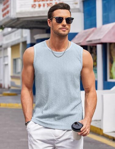COOFANDY Men's Ribbed Knit Tank Tops Sleeveless Muscle T Shirts Casual Basic Tank Shirts in Saudi Arabia