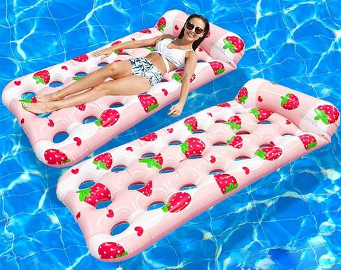 2 Pack Inflatable Pool Floats Mat Adult Pool Lounger Float Pool Rafts with Headrest Lake Floats Tanning Pool Lounger for Swimming Pools Party Beach in Saudi Arabia