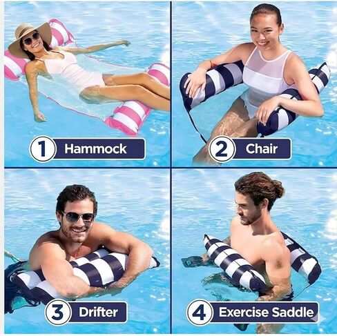 Inflatable Pool Hammock Set 2 Pack (Blue and Pink) for Adults in Saudi Arabia