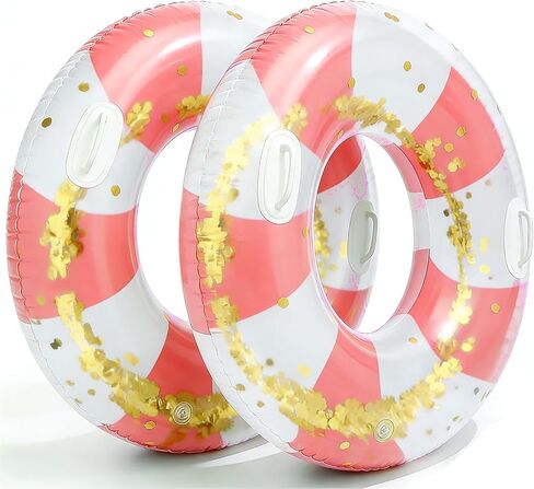 2PCS 48" Fruit Inflatable Pool Floats Adult Striped Large Swim Ring with Handles Pool Inner Tubes,Giant Premium Stripe Water Floats Rings Pool Floaties for Summer Pool Party Beach in Saudi Arabia