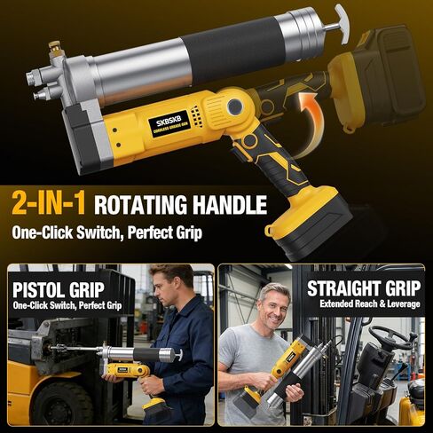 2-IN-1 Cordless Grease Gun for De-Walt 20V Battery, 12000PSI Electric Grease Gun Kit with Lock-On Trigger, 39.4" Hose Work with Bulk &Cartridge Grease for Truck, Farm Equipment (Battery Not Included) in Saudi Arabia