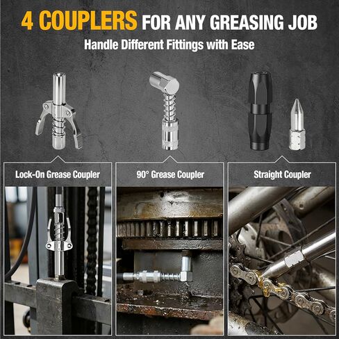 2-IN-1 Cordless Grease Gun for De-Walt 20V Battery, 12000PSI Electric Grease Gun Kit with Lock-On Trigger, 39.4" Hose Work with Bulk &Cartridge Grease for Truck, Farm Equipment (Battery Not Included) in Saudi Arabia