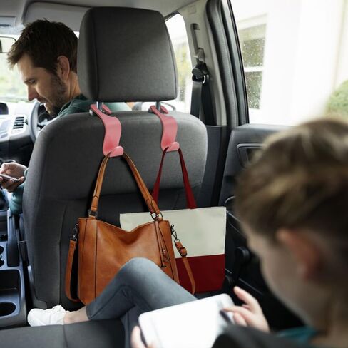 8 pcs Pink Car Seat Accessories Set, 4 Car Seat Hooks and 4 Cup Coasters, Passenger Princess Car Accessories, Pink Accessories, for Car Interiors, Coasters and Seat Hooks in Kuwait