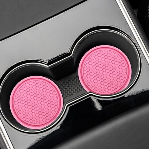 8 pcs Pink Car Seat Accessories Set, 4 Car Seat Hooks and 4 Cup Coasters, Passenger Princess Car Accessories, Pink Accessories, for Car Interiors, Coasters and Seat Hooks in Kuwait