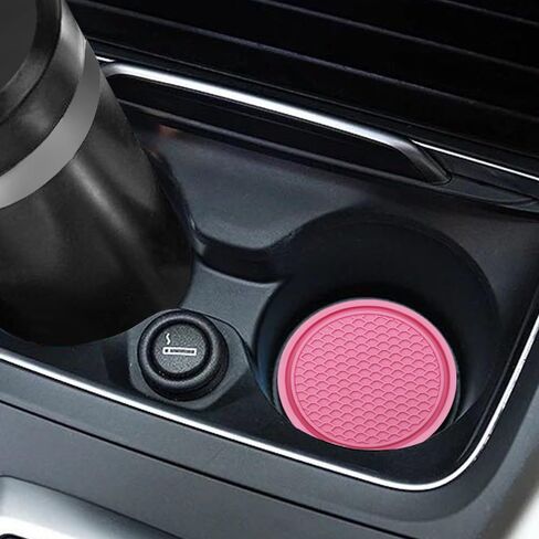 8 pcs Pink Car Seat Accessories Set, 4 Car Seat Hooks and 4 Cup Coasters, Passenger Princess Car Accessories, Pink Accessories, for Car Interiors, Coasters and Seat Hooks in Kuwait
