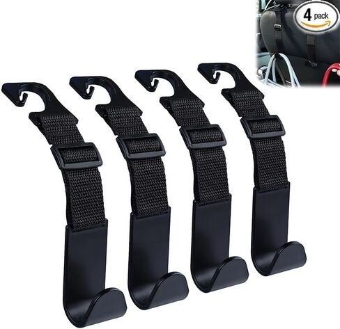 Headrest Hooks for Car Adjustable 4 Pack 360 Rotating Vehicle Seat Back Organizer Storage Hanger Holder for Purse Bags Universal Fit Black - Pink in Saudi Arabia