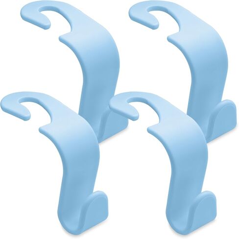4 قطع خطافات مسند رأس مقعد السيارة، شماعات خطافية بلاستيكية للمقعد الخلفي التلقائي، خطافات مقعد مخفية متعددة الوظائف، ملحقات تخزين داخلية عالمية للسيارة للمحفظة وحقائب اليد ومعاطف البقالة (أزرق) in Kuwait