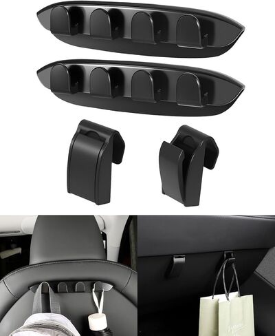 4-Pack Car Hooks for Tesla Model Y Juniper & Model 3 Highland Accessories 2026 2025, Retractable Glove Box Hanger & Rear Seat Clip, Interior Organizer for Handbag, Backpack, Grocery Bag in Saudi Arabia