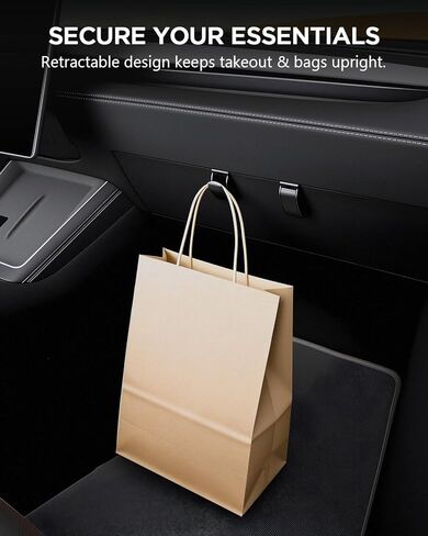 4-Pack Car Hooks for Tesla Model Y Juniper & Model 3 Highland Accessories 2026 2025, Retractable Glove Box Hanger & Rear Seat Clip, Interior Organizer for Handbag, Backpack, Grocery Bag in Saudi Arabia